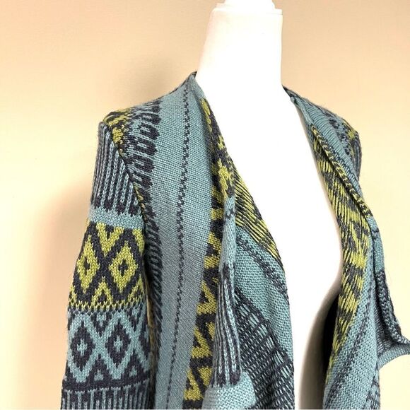 J Jill wool blend waterfall Aztec print cardigan. Sz XS - Picture 3 of 7